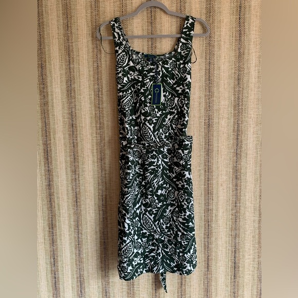 CWonder NWT Green White Dress Linen Knee Length Formal Summer Outfit Size S - Picture 1 of 4